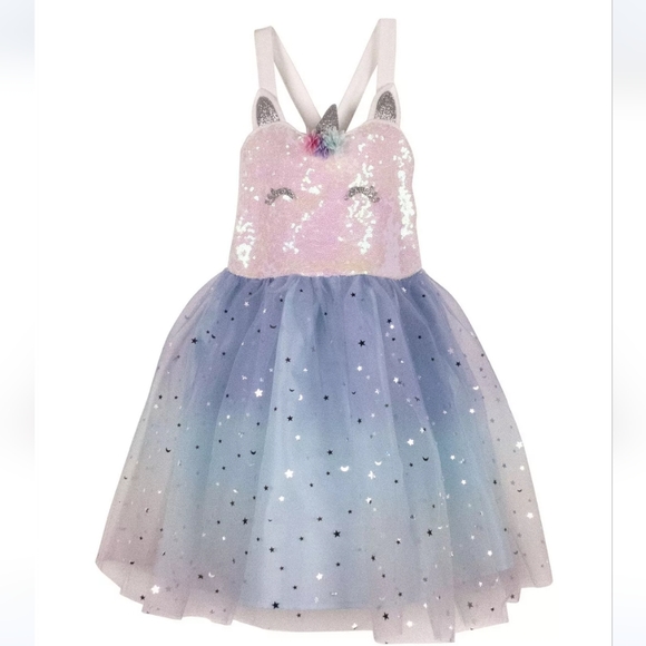 Other - Toddler Girls Foil Ombre with Unicorn Tutu Dress